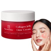 SeoulSkin Collagen Face Cream for Glowing Skin | Niacinamide, Hyaluronic Acid & White Lily Extract | Red Jelly Moisturizer for Hydration, Firming & beige