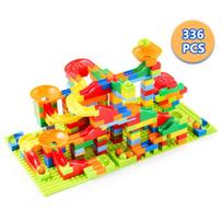 84-504PCS Marble Race Run Block Small Size Building Blocks Funnel Slide Blocks DIY Creative Bricks Assemble Toys Gifts blue