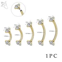 14G Stainless Steel Opal Curved Barbell Eyebrow Ring Cartilage Earring Crystal Labret Piercing Jewelry 6/8/10/12/14mm 1.6x8mm beige