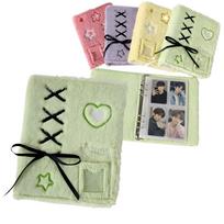 ATURIKA Cozy Fan A5 Trading Card Binder Soft Fluffy Fabric 20 Refills Holds 160 Cards Expandable Organizer žalia