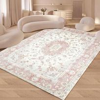 European Rose Luxury Art Area Rug Pretty Pink Romantic Home Decor Carpet Soft Non-slip Floor Mat for Living Room Bedroom 40X60cm