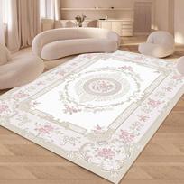 European Rose Luxury Art Area Rug Pretty Pink Romantic Home Decor Carpet Soft Non-slip Floor Mat for Living Room Bedroom 80x120cm