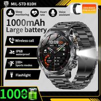 AK87 Smart Watch HD Bluetooth Call Outdoor Sports Health Monitor Men Black 1 Pack
