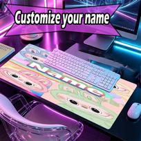 Custom Name Personalized Labubu Pattern Mousepad, Laptop PC Desk Mat, Decorative Desk Mat for Home Keyboard Pad Gift 40cmx90cm