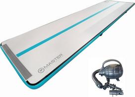 Pripučiamas gimnastikos kilimėlis Master Airtrack S-Pro, mėlyna sp./pilka sp., 600 cm x 150 cm x 10 cm
