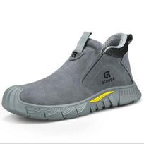 Fashion Labor protection shoes Men's anti-smash anti-puncture steel head slip-on suede leather safety summer welder shoes D326 45 pilka