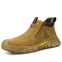 Fashion Labor protection shoes Men's anti-smash anti-puncture steel head slip-on suede leather safety summer welder shoes D326 43 geltona