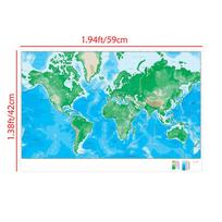 Standartinis Dekoratyvinis Paveikslas Sienai Pasaulio Žemėlapis-Geografinis Žemėlapis su Miestais, Kelionės Reikmenys Klasės Dekoracija A2-59*42cm green