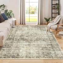 Washable Area Rug Stain-Resistant Throw Rug Indoor Carpet with Non-Slip Backing Foldable Floor Cover for Living Room, Bedroom 152x213CM gray