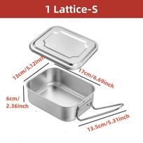 304 Stainless Steel Bento Lunch Box with Handle for Student Large Capacity Square Sealed Compartment Food Storage Containers gray
