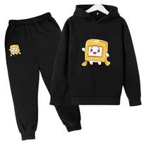 Lanky Box Anime berniukų mergaičių gobtuviniai džemperiai+kelnių kostiumas Madingas animacinis sportinis kostiumas Vaikų drabužiai Šventinės dovanos Mažylio pavasarinis rudens paltas 140 smėlis