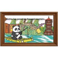 Qinzhou Attractions Epoxy Wooden Fridge Magnet - Cultural Collectible Gift beige