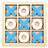 Xo Tic Tac Toe Wooden Board Game Table Toy Parent-child Interactive Fun Game Children Puzzle Toys designed for Birthday Party blue