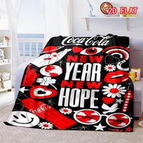 Coca-Cola Rainbow poliarinio lokio pledas, flanelinis pledas miegamajam 80cm x 120cm black