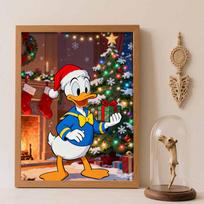 Disney diamond art painting kit Donald Duck Christmas gift handmade diy wall art crafts home room decoration Round 20x30cm gray