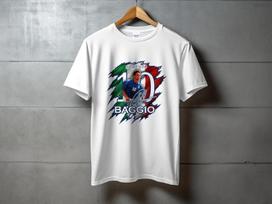 Roberto Baggio Italy Retro 90s Soccer T-Shirt, Azzurri Legend Graphic Tee XL white