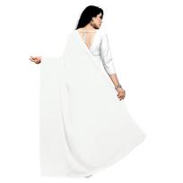 Stylescope moteriškas paprastas georgette audinio sari su paprastu nekerpamu georgette audinio palaidinės gabalu.( ) Free Size balta