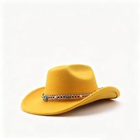 Big Eaves Western Cowboy Hat Niche Gem Vintage Vacation Party Men's and Women's Top Hat New Gentleman's Hat M（56-58cm） geltona