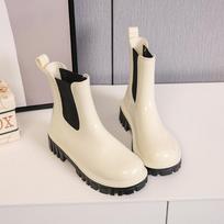 Rain Boots  Lightweight Waterproof Rubber Shoes Short Tube Non Slip Fashion Trend Comfortable Height Increasing Rain Boots 38 white