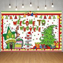 Christmas Backdrop Whoville Christmas Backdrop Christmas Decor Welcome to Whovilve Backdrop Merry Christmas Backdrop Xmas Backdr 79×59inch/200*150cm