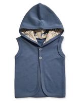 Hooded Vest for Boys104 Nickel-Free Snaps 100% Cotton Blue gray
