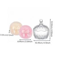 3 Pieces Body Powder Puff and Container Set Reusable Crystal Cut Vanity Jar skaidri