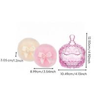 3 Pieces Body Powder Puff and Container Set Reusable Crystal Cut Vanity Jar rožinė
