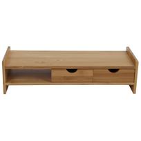 Desk Monitor Riser Stand with Drawers Bamboo Laptop Shelf Organizer Office Accessory2 Drawers beige