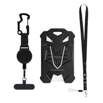 Keychain Retractable Lanyard Carry Lightweight Cell Easy to Phone Holder with Phone Tether Tag Adjustable Rotation black