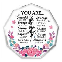Beautiful Acrylic Plaque - Inspirational Christian Gift with Uplifting Bible Verses & Prayer for Women, Best Friend, Home, Office Decor - Floral 10*10cm black