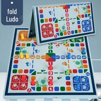 Five-in-a-Row Folding Educational Board Game for Kids: Tabletop Chess, Checkers, Flying Chess, and Go. blue