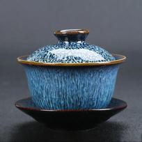 Jingdezhen Retro Ceramic Tea Gaiwan Teacup Handmade Tea Tureen Chinese Ru Kiln Tea Bowl Luxury Tea Set Accessories Master Cup black