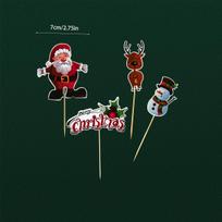 1set cheap Christmas Cake Toppers Santa Claus Snowman Elk Cupcake Topper Christmas Eve Cake Decoration Xmas Supplies black