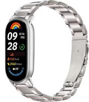 Nerūdijančio plieno dirželis Xiaomi Mi Band 10/9/8, metalinis, originalus, keičiamas riešo dirželis, Correa for Xiami Mi Band 10 9 8 Priedai Xiaomi Band 8 gray