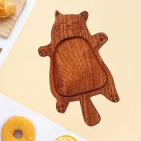 Wood Serving Tray Decorative Plate Festivals Ornament Decor Fruits Holder Wooden Food Dish for CatRight 21cmx12.5cm brown