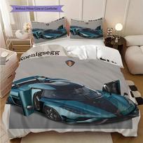 Jesko Koenigsegg Stilingi Superautomobilio Patalynės (1 * antklodės užvalkalas + 2 * pagalvės užvalkalai, be šerdies) 2D plokščias Kalėdų gimtadienio dovana Patalynės komplektas 140x200cm