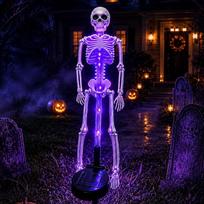 Saulės energija maitinamas Helovino skeletas sodo kuolas LED apšvietimas Atsparus vandeniui skeletas LED lempa Automatinis naktinis apšvietimas violetinė