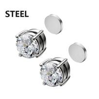 5/6/7/8mm Kristaliniai Stiprūs Magnetiniai Auskarai-Klipsai Vyrams ir Moterims Punk Apvalus Cirkonio Magnetinis Auskaras Ausų Pradūrimo Nereikalaujantys Papuošalai 5MM white