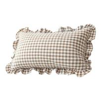 Vintažiniai raukiniai pagalvių užvalkalai, raukinė pledo uždangalas, medvilninis languotas dėklas su raukiniais kraštais, 18x18 Shabby Chic sofos dekoras Coliai 20x12 Dekoratyvinis užvalkalas 30*50cm L