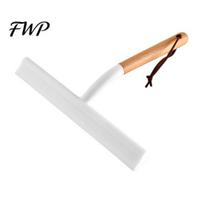 Glass Shower Door Wiper Squeegee with Solid Wood Handle, Silicone Blade Window Water Remover Cleaner Wiper, Ergonomic Tool for Kitchen Bathroom B