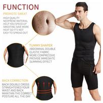 Men Body Shaping Waist Trainer Gym Fitness Soft Breathable Double Belt Sweat Slimming Sauna Vest Black XXL