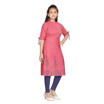 Aarika Girls Regular Regular Fit Pure Cotton Kurti(KurtiK42Red3 ) 13-14 Y raudona