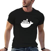 Docker Logo T-Shirt t shirts for man slim fit t shirts cotton 100% man t shirts high quality lu XL black