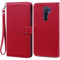 Dėklas Redmi 9, minkštas silikoninis piniginės tipo dangtelis, telefono dėklas Xiaomi Redmi 9, odinis atverčiamas dėklas Redmi9, Coque Fundas Shell For Redmi 9 red
