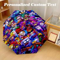8‑Rib Automatic Umbrella, Roblox Design Foldable Umbrella for Sun Rain Protection Travel Three-fold umbrella blue