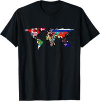 World flag map T Shirt Globe Travelers Atlas T-Shirt M blue