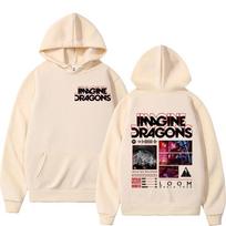 Band Imagine Dragons Loom World Tour Hoodies Men Women Fashion Hip Hop Vintage Classic Hoodie Oversized Y2k Pullover Tracksuit Female Male Clothing M beige