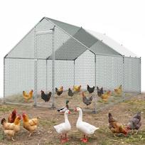 VEVOR Large Metal Chicken Coop, 3 x 4 x 2 m, Walk-in Chicken Runs with Waterproof Cover, Spire Roof Hen House Enclosure with Lock