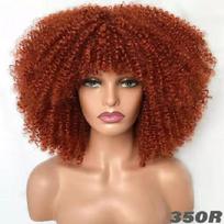 Bybrana trumpi plaukai Afro Kinky garbanoti perukai su kirpčiukais juodaodėms moterims, afrikietiški sintetiniai ambrai, be klijų Cosplay perukai Aukštos temperatūros Lizzy 35CM brown