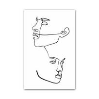 Šiaurietiškas minimalistinis linijinis paveikslas ant drobės abstraktus veidas plakatas biuro svetainės miegamojo namų dekoracija freska Be rėmo 21*30cm No Frame white